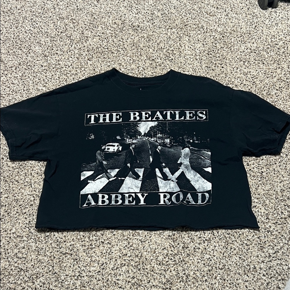 The Beatles Black Crop Top